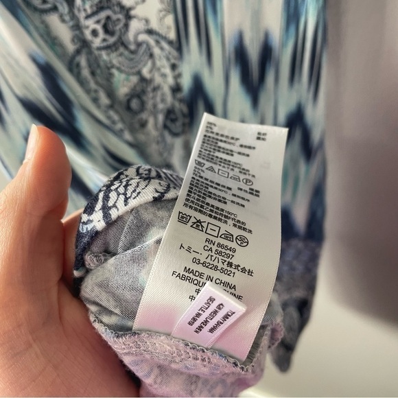 [xs] Tommy Bahama Floral White, Blue, and Teal Tropical Print Midi Sun Dress - Picture 7 of 8